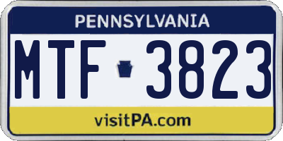 PA license plate MTF3823