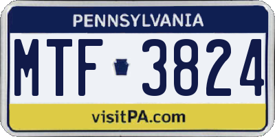 PA license plate MTF3824