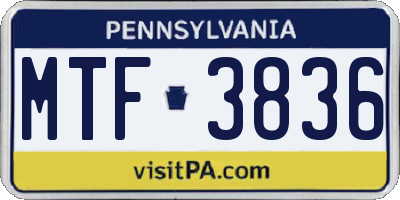 PA license plate MTF3836
