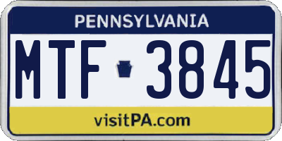 PA license plate MTF3845