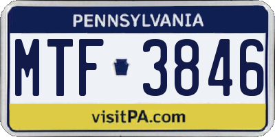 PA license plate MTF3846