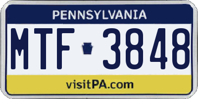 PA license plate MTF3848