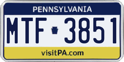 PA license plate MTF3851