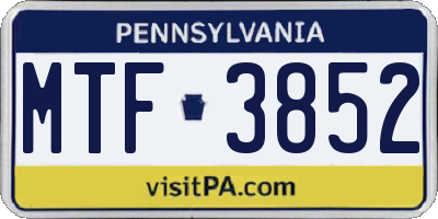 PA license plate MTF3852