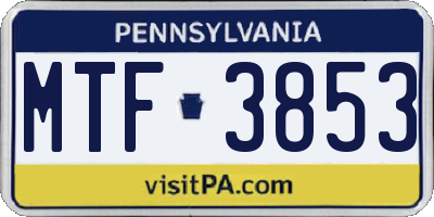 PA license plate MTF3853