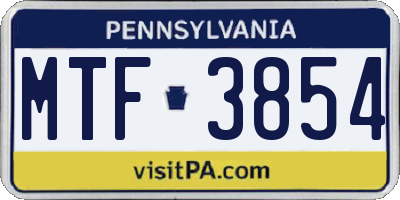 PA license plate MTF3854