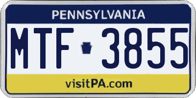 PA license plate MTF3855