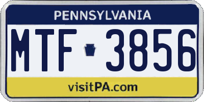 PA license plate MTF3856