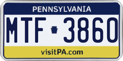 PA license plate MTF3860