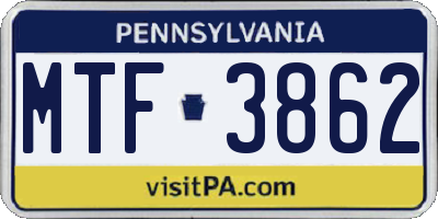 PA license plate MTF3862
