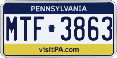 PA license plate MTF3863