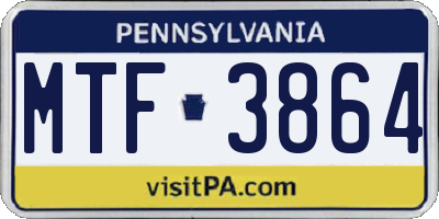 PA license plate MTF3864