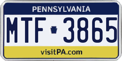 PA license plate MTF3865