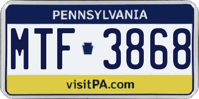 PA license plate MTF3868
