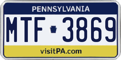 PA license plate MTF3869