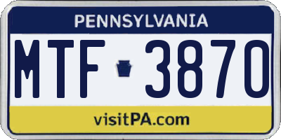 PA license plate MTF3870