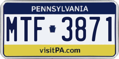 PA license plate MTF3871