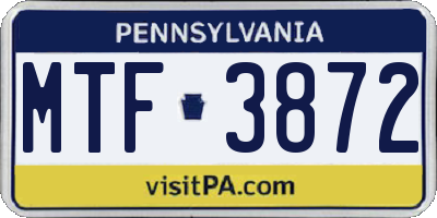PA license plate MTF3872