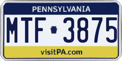 PA license plate MTF3875