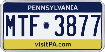 PA license plate MTF3877