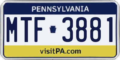 PA license plate MTF3881