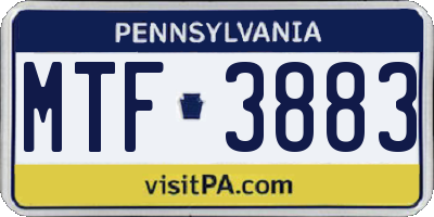 PA license plate MTF3883