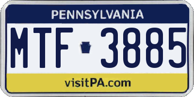 PA license plate MTF3885
