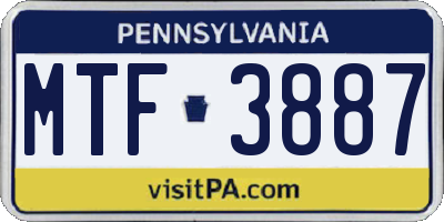 PA license plate MTF3887