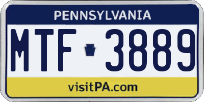 PA license plate MTF3889