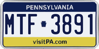PA license plate MTF3891