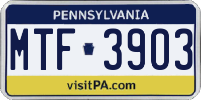 PA license plate MTF3903