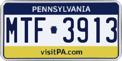 PA license plate MTF3913