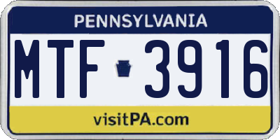 PA license plate MTF3916