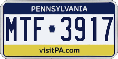 PA license plate MTF3917