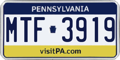 PA license plate MTF3919