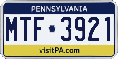 PA license plate MTF3921