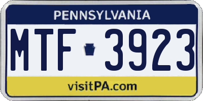 PA license plate MTF3923