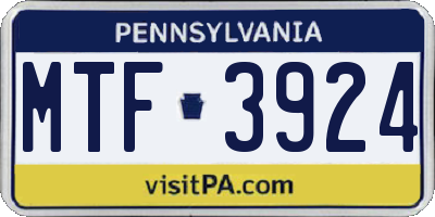 PA license plate MTF3924