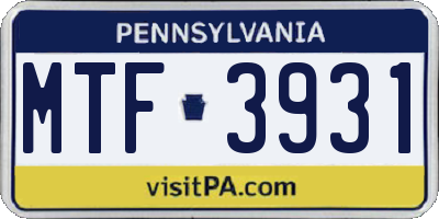 PA license plate MTF3931