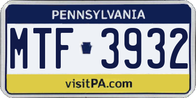 PA license plate MTF3932