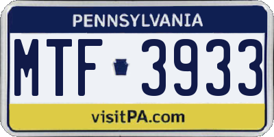 PA license plate MTF3933