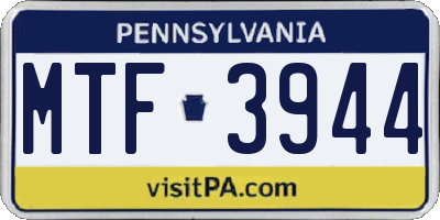 PA license plate MTF3944