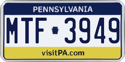 PA license plate MTF3949