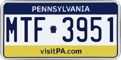 PA license plate MTF3951