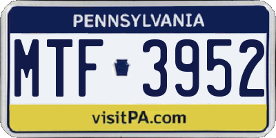 PA license plate MTF3952