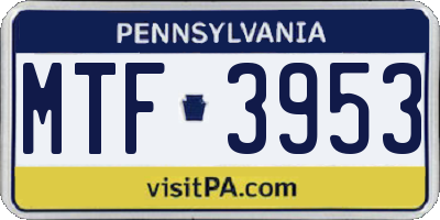 PA license plate MTF3953