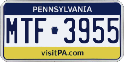 PA license plate MTF3955