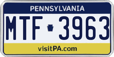 PA license plate MTF3963
