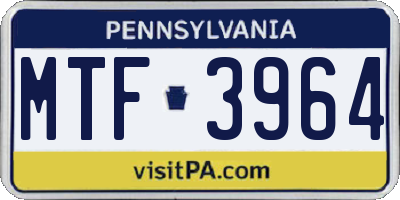 PA license plate MTF3964