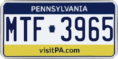 PA license plate MTF3965